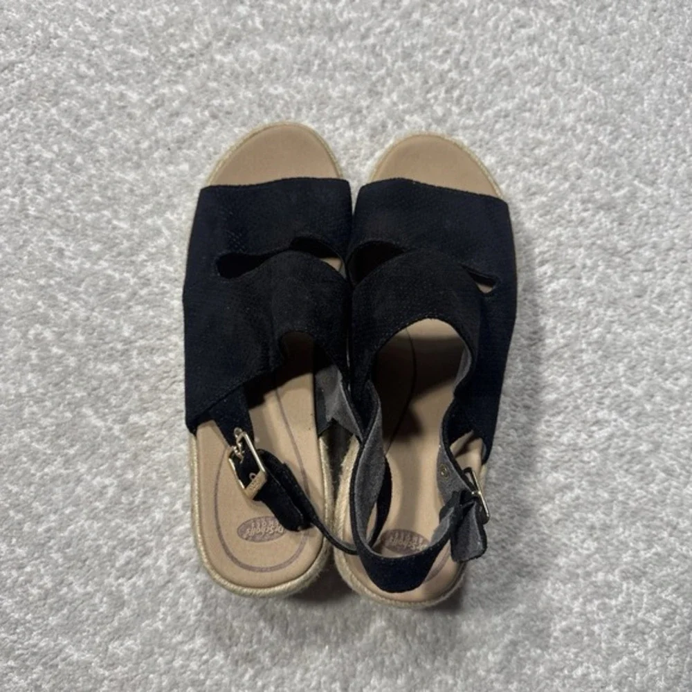 Dr Scholls Womens Oh Hey Wedge Comfort Espadrille Sandals Black Platform Sz 8.5M
